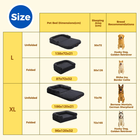 PAWZ Road Foldable Dog Bed For Adults And Large Dogs Washable Sofa Bed
