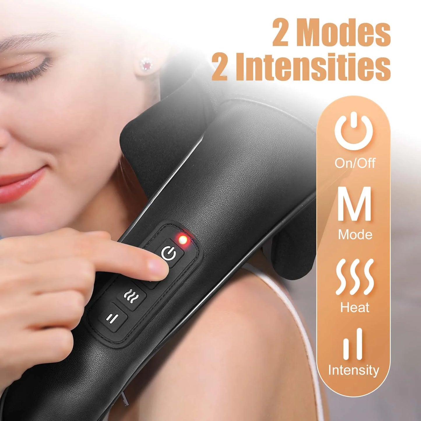 MASGREE Shiatsu Back Neck Massager Cordless Heated 3D Kneading Pillow