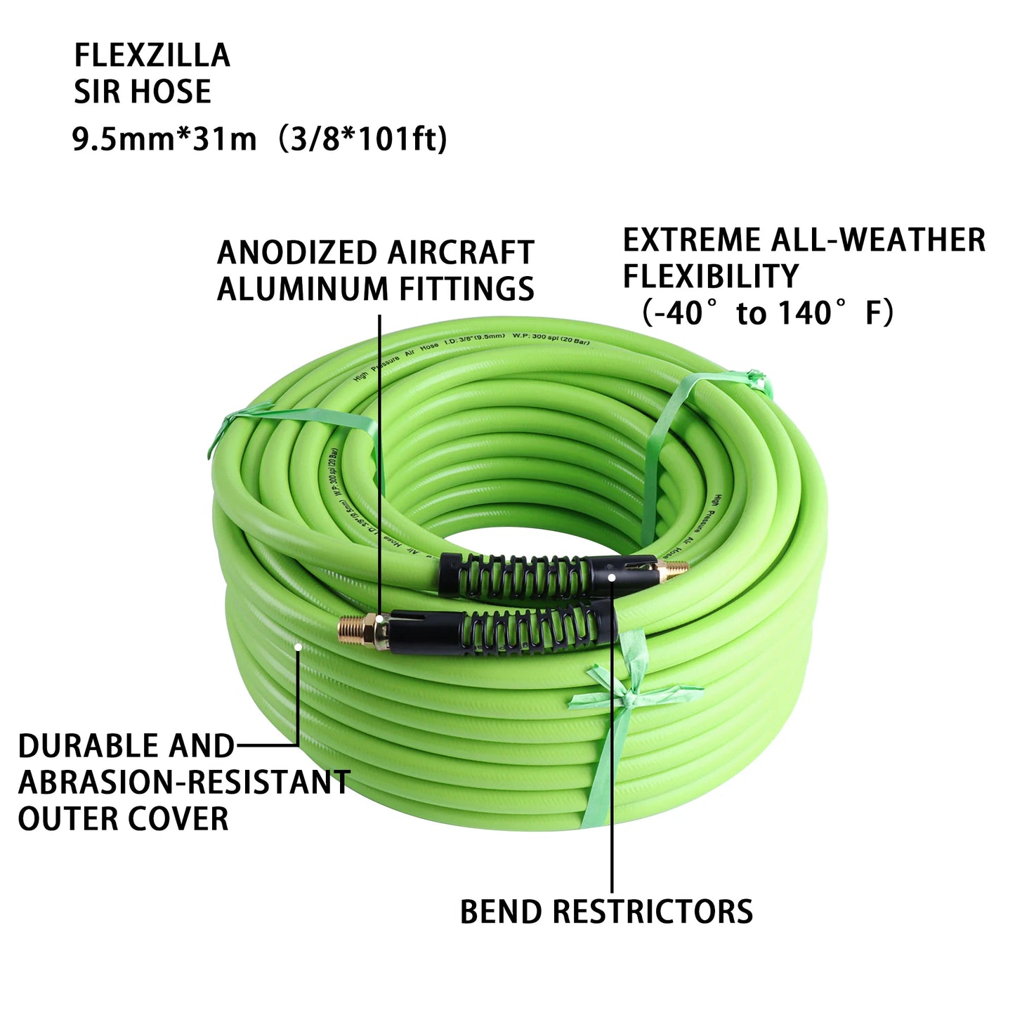 Heavy Duty Air Hose 300 PSI Kink Resistant Flexible Compressor Hose