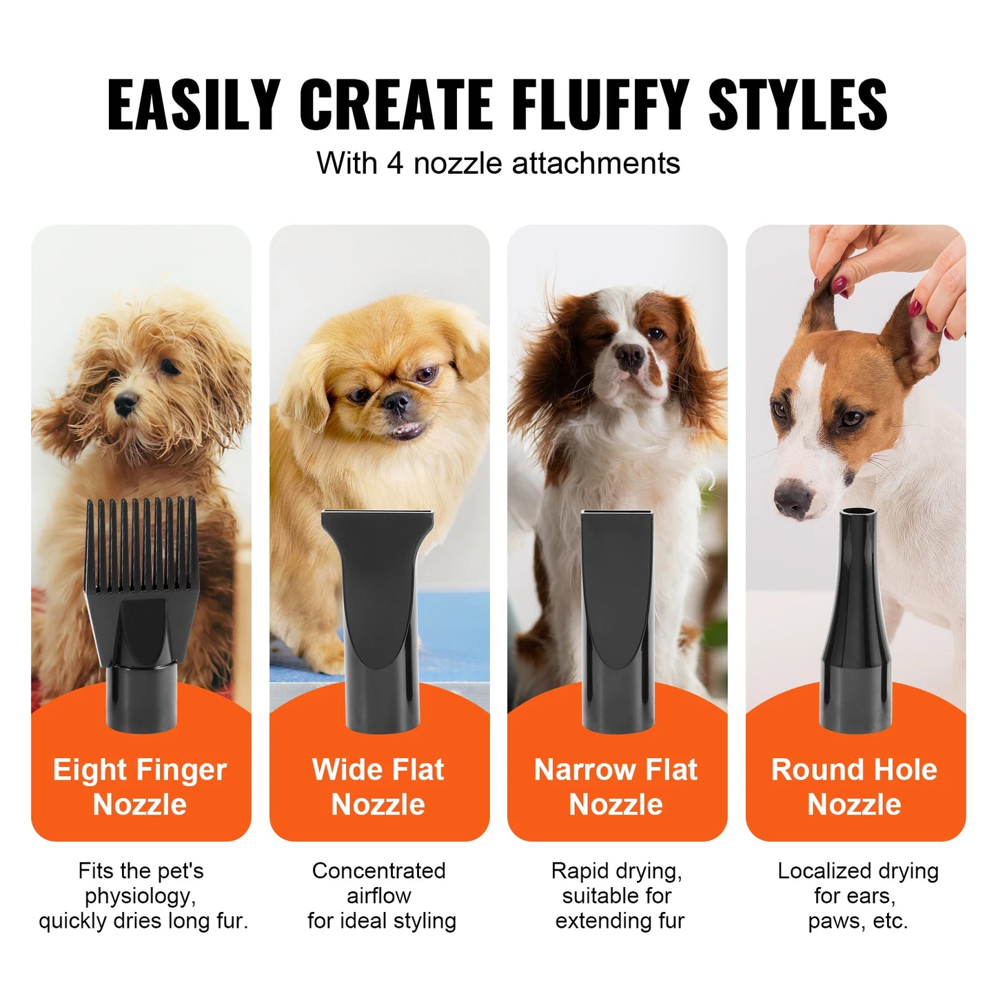 SucceBuy Dog Blow Dryer Extendable Hose With Adjustable Temperature Control