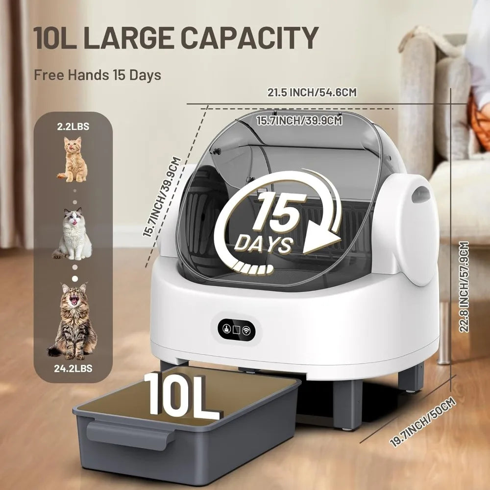 Open Top Automatic Self Cleaning Cat Litter Box Safety Sensors