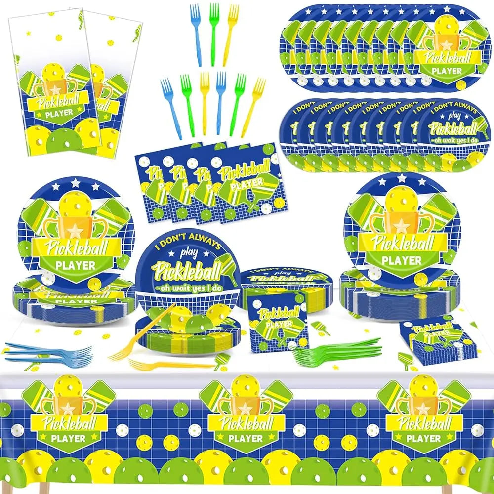 BonJean 24 Guests Pickleball Party Tableware Set Disposable Plates