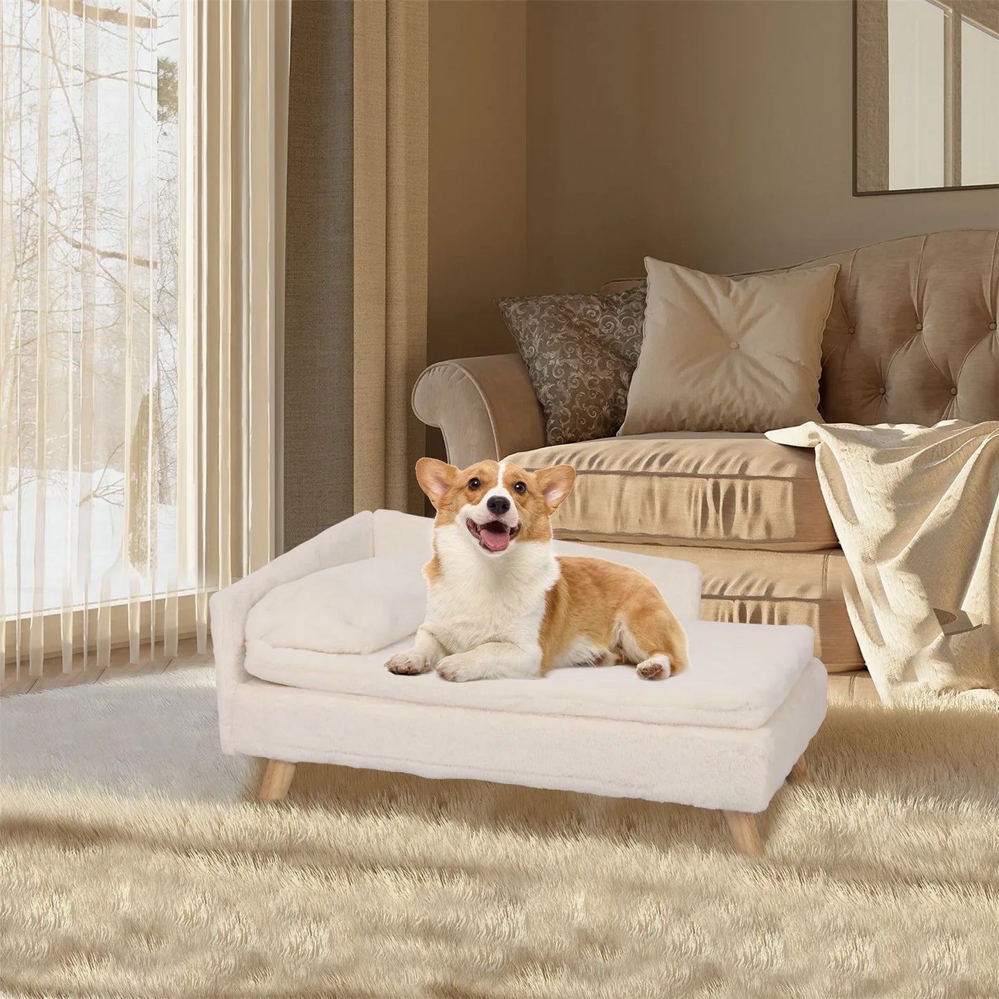 Bingopaw Elevated Pet Bed With Cozy Pad Waterproof Nordic Design