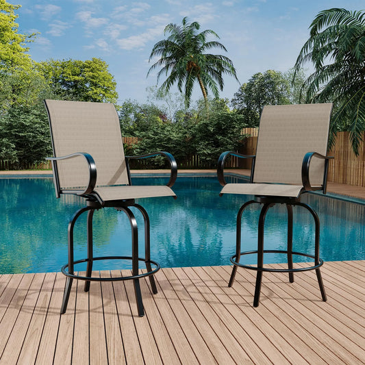 HiMISS Set of 2 All Weather Outdoor Swivel Bar Stools