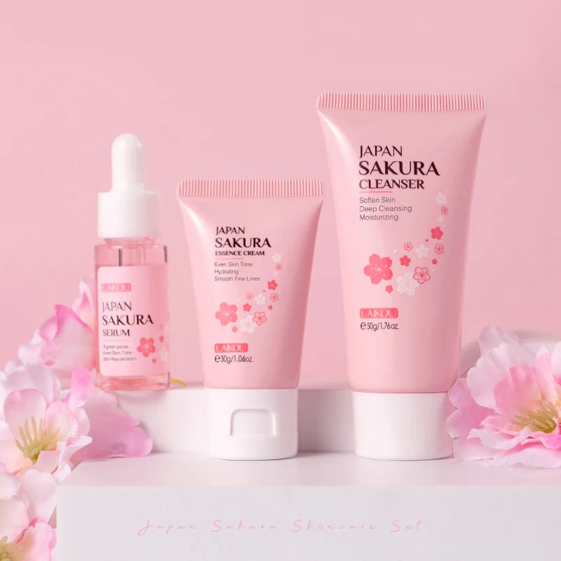 LAIKOU Sakura Skincare Set Moisturizing Anti Aging Kit For Radiance