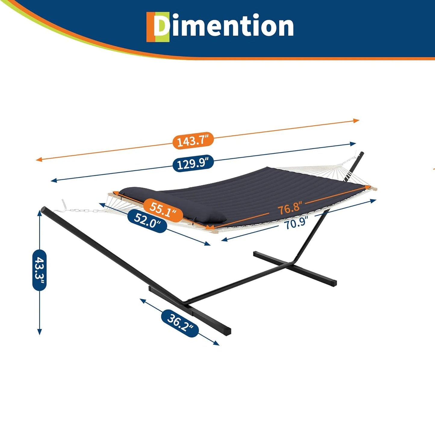 TWISTER.CK Heavy Duty Double Hammock With Stand For Outdoor Use