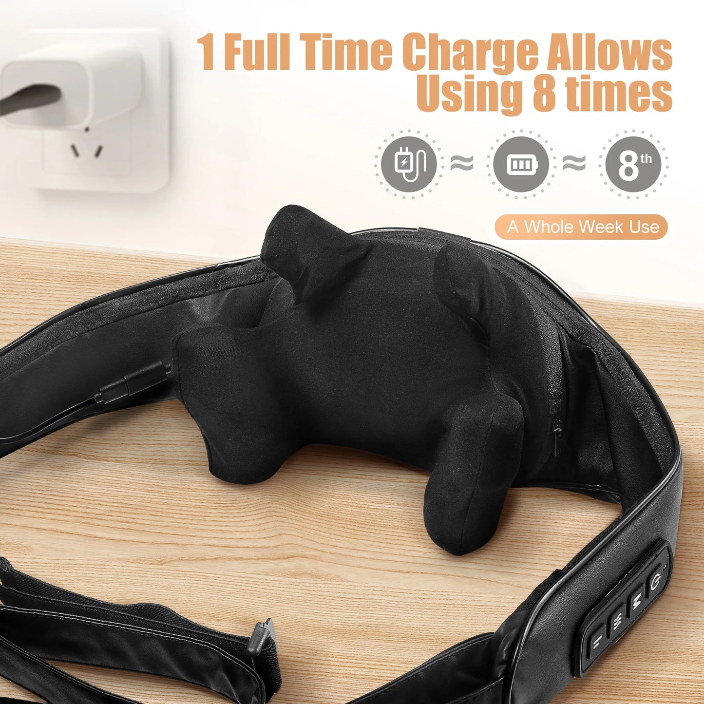 MASGREE Shiatsu Back Neck Massager Cordless Heated 3D Kneading Pillow