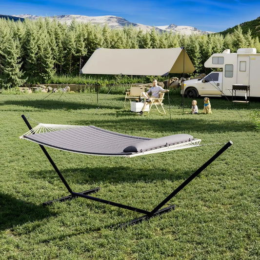 TWISTER.CK Heavy Duty Double Hammock With Stand For Outdoor Use