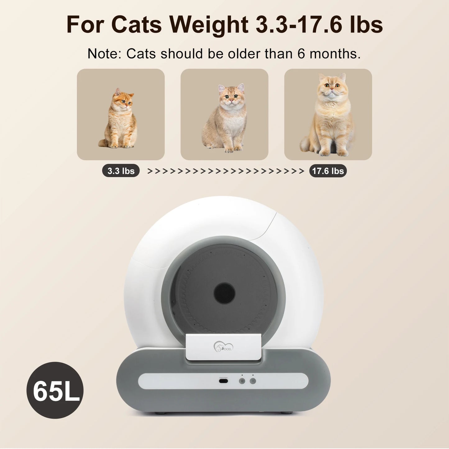 DOEL Self Cleaning Cat Litter Box With App Control WiFi
