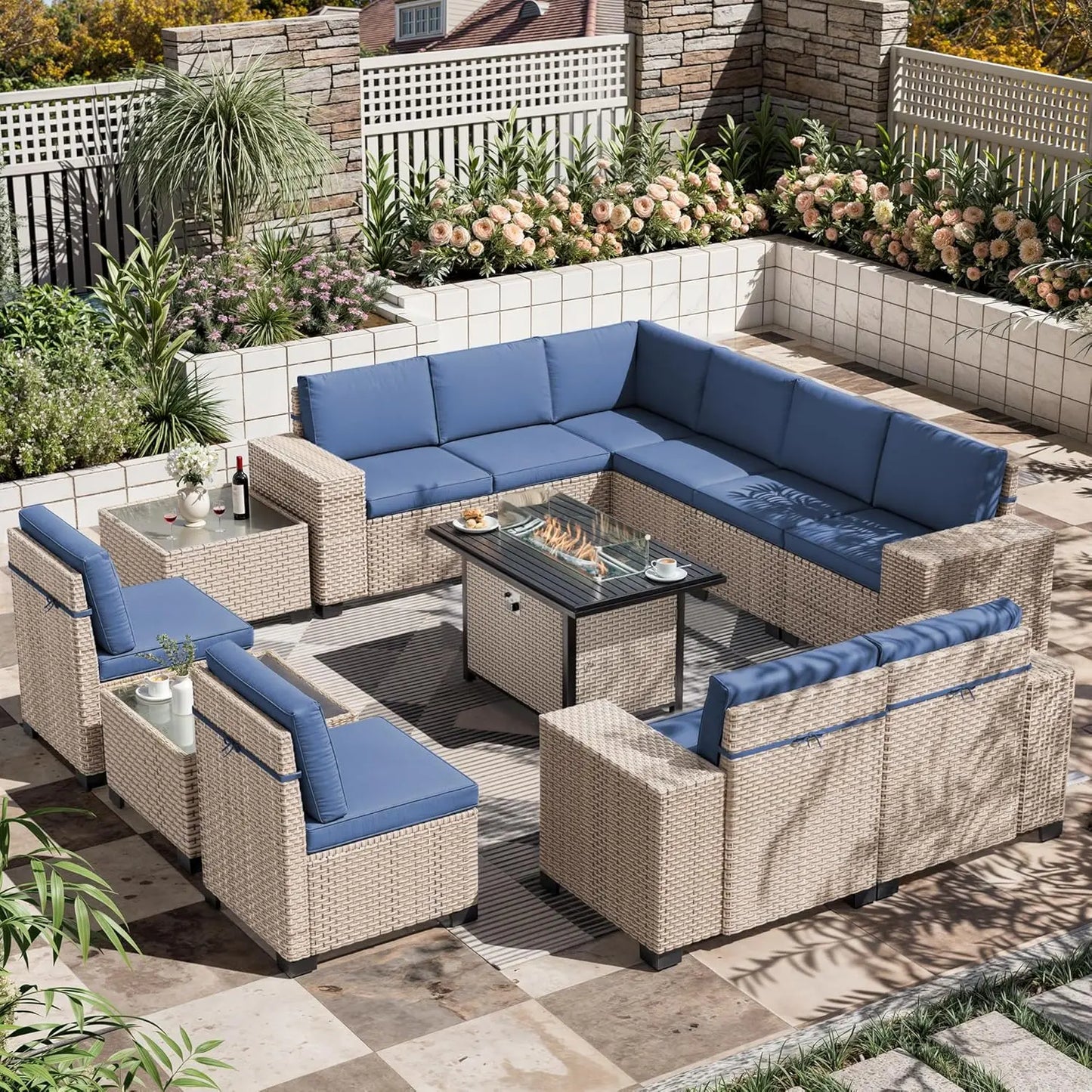 Outdoor Patio Wicker Sectional Sofa Set For Garden And Patio