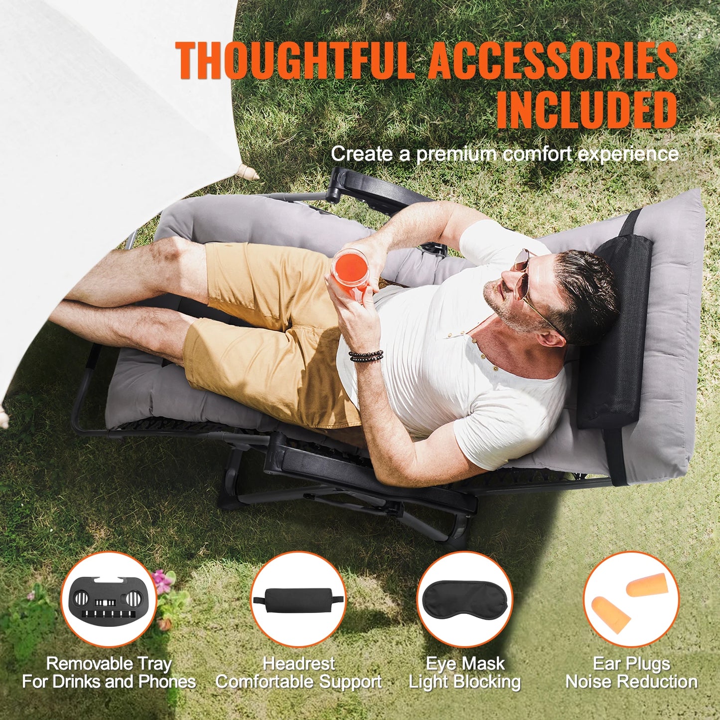 SucceBuy Zero Gravity Chair Recliner Lounge With Cupholder And Cushion