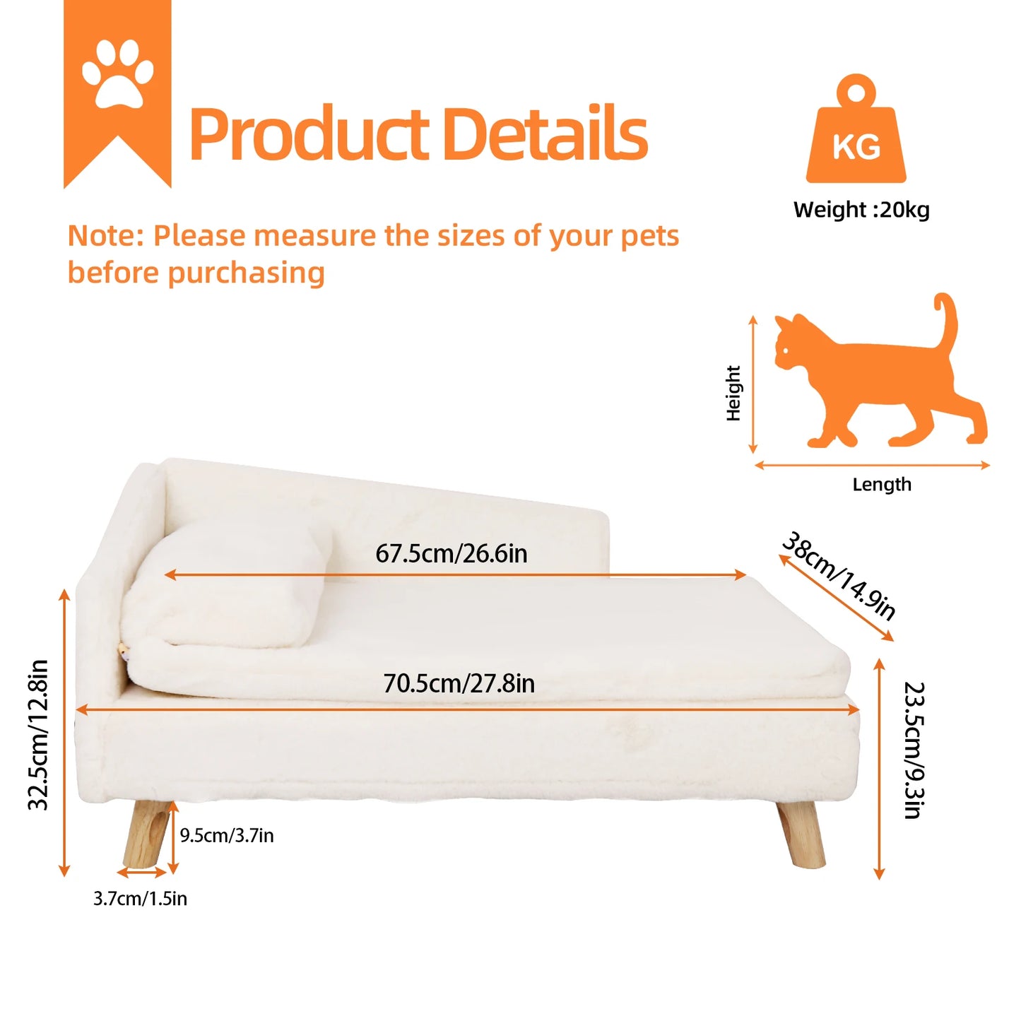 Bingopaw Elevated Pet Bed With Cozy Pad Waterproof Nordic Design