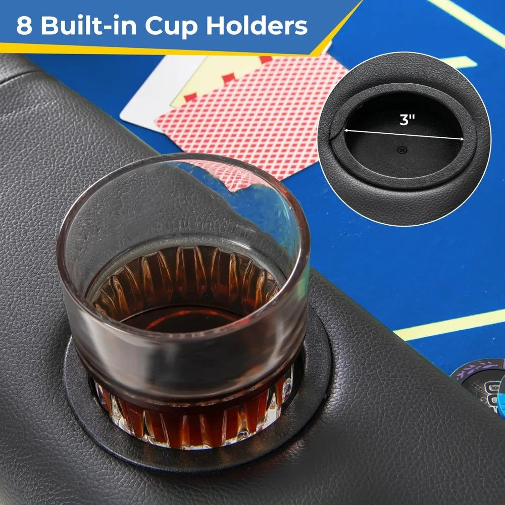 DAFIFY Foldable Poker Table for 8 Players with Cup Holders